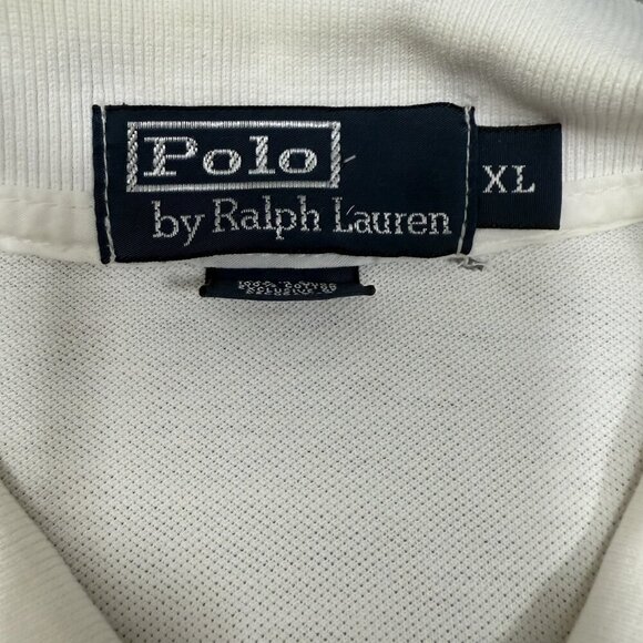 VTG Polo Ralph Lauren Big Pony Rugby Shirt Rare White On White Classic Mens XL - Picture 4 of 9